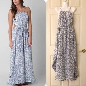 Billabong Sounds of the Sea Blue & White Print Maxi Dress Size Medium